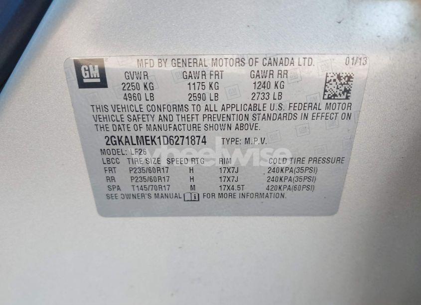 Photo 9 of 2013 Gmc Terrain SLE-1 (VIN 2GKALMEK1D6271874)