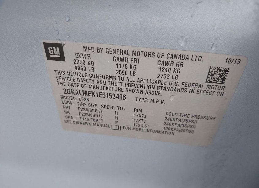 Photo 9 of 2014 Gmc Terrain SLE-1 (VIN 2GKALMEK1E6153406)