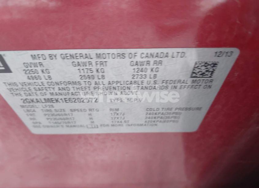 Photo 9 of 2014 Gmc Terrain SLE-1 (VIN 2GKALMEK1E6202572)