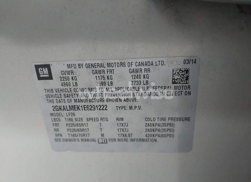 Photo 9 of 2014 Gmc Terrain SLE-1 (VIN 2GKALMEK1E6291222)