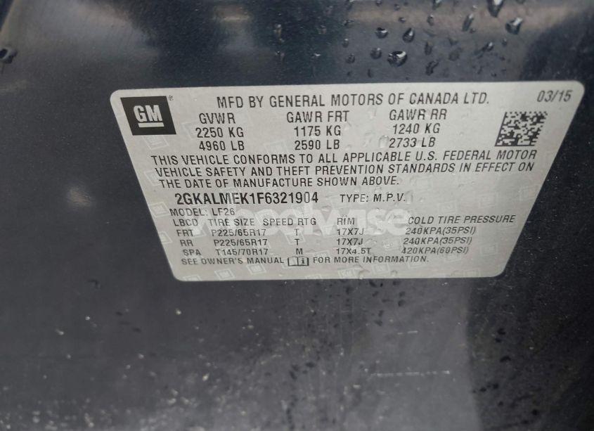 Photo 9 of 2015 Gmc Terrain SLE-1 (VIN 2GKALMEK1F6321904)