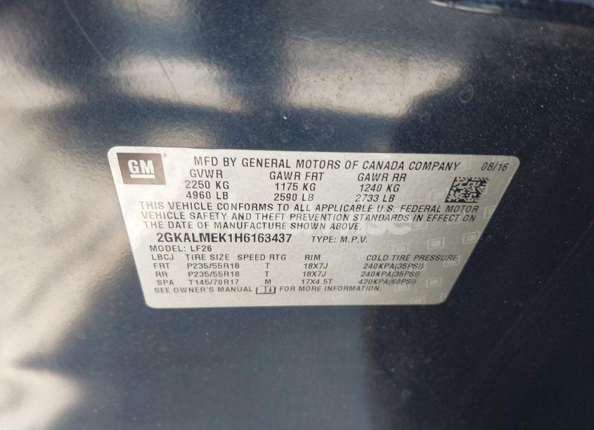 Photo 9 of 2017 Gmc Terrain SLE-1 (VIN 2GKALMEK1H6163437)