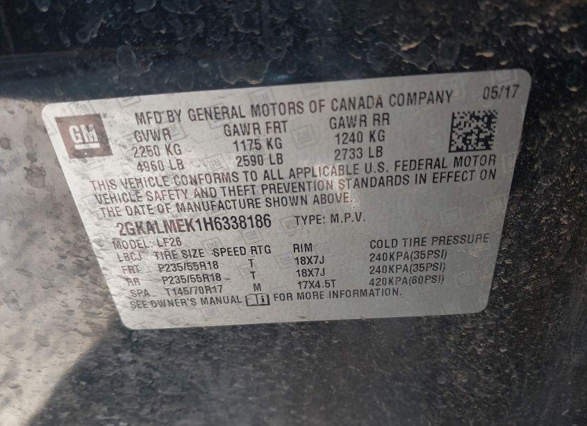 Photo 9 of 2017 Gmc Terrain SLE-1 (VIN 2GKALMEK1H6338186)