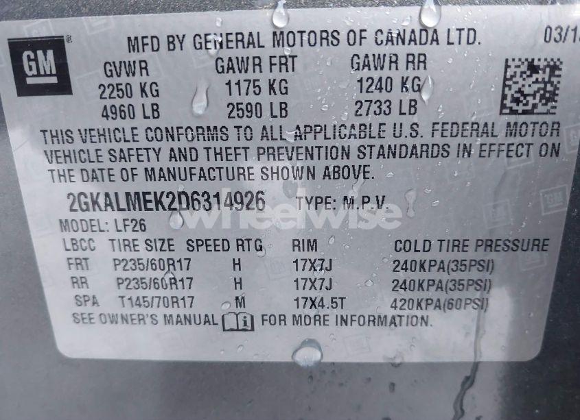 Photo 9 of 2013 Gmc Terrain SLE-1 (VIN 2GKALMEK2D6314926)