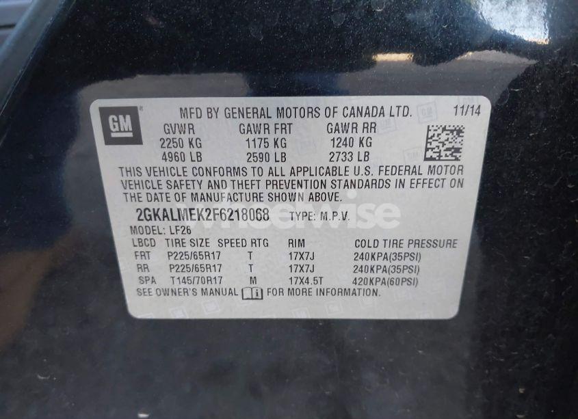 Photo 9 of 2015 Gmc Terrain SLE-1 (VIN 2GKALMEK2F6218068)