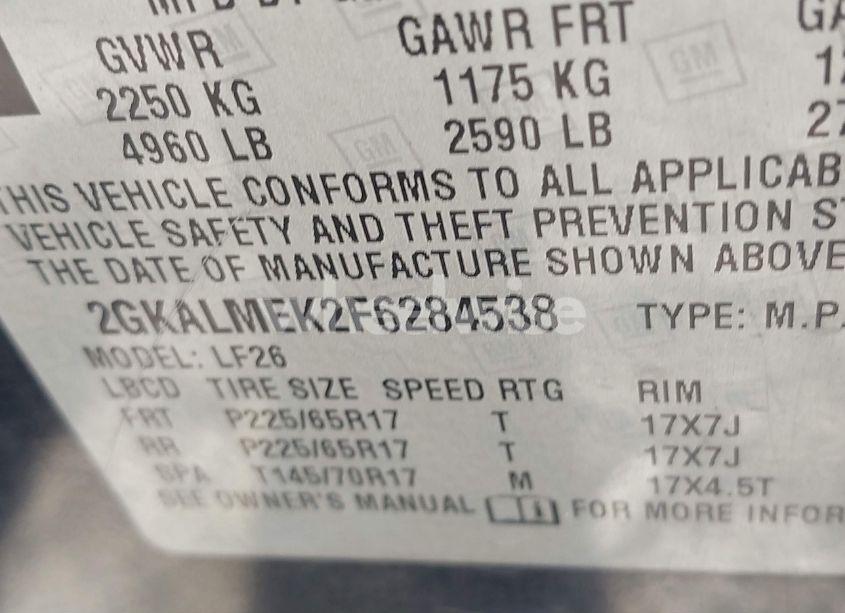 Photo 9 of 2015 Gmc Terrain SLE-1 (VIN 2GKALMEK2F6284538)