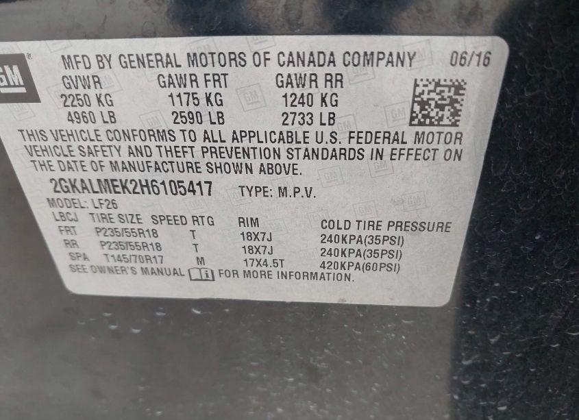 Photo 9 of 2017 Gmc Terrain SLE-1 (VIN 2GKALMEK2H6105417)