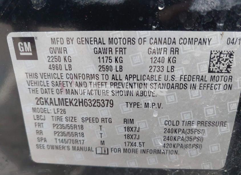 Photo 9 of 2017 Gmc Terrain SLE-1 (VIN 2GKALMEK2H6325379)