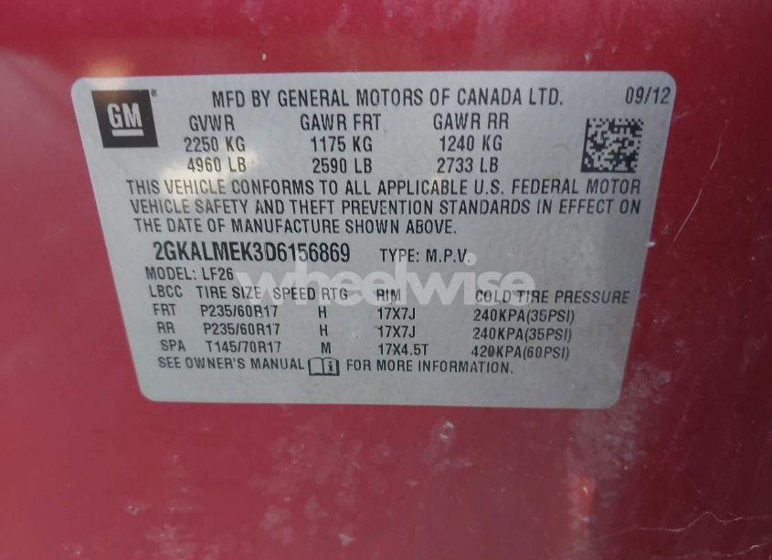 Photo 9 of 2013 Gmc Terrain SLE-1 (VIN 2GKALMEK3D6156869)