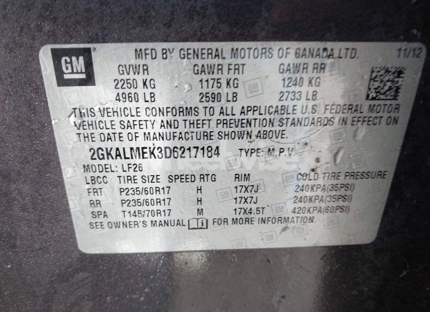 Photo 9 of 2013 Gmc Terrain SLE-1 (VIN 2GKALMEK3D6217184)