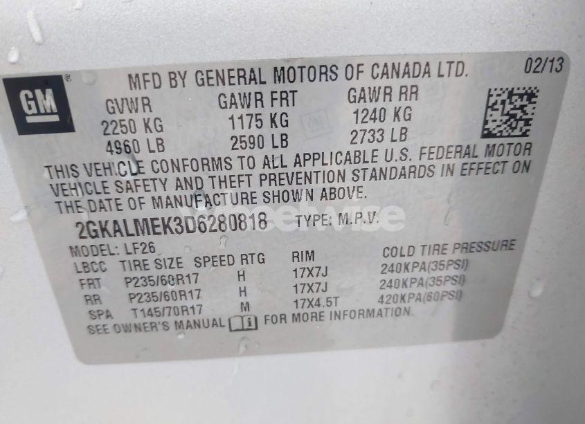 Photo 9 of 2013 Gmc Terrain SLE-1 (VIN 2GKALMEK3D6280818)