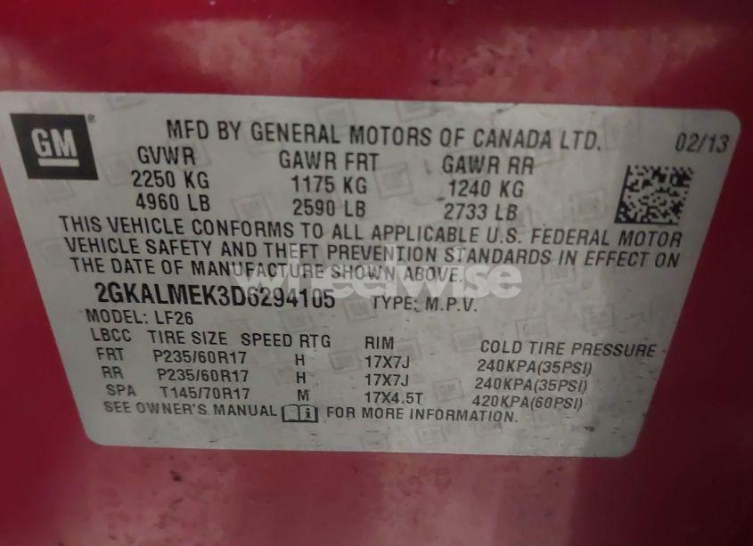 Photo 9 of 2013 Gmc Terrain SLE-1 (VIN 2GKALMEK3D6294105)