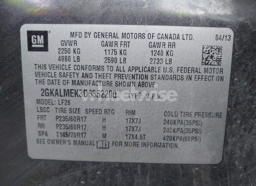 Photo 9 of 2013 Gmc Terrain SLE-1 (VIN 2GKALMEK3D6352200)