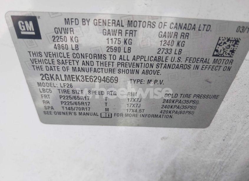 Photo 9 of 2014 Gmc Terrain SLE-1 (VIN 2GKALMEK3E6294669)