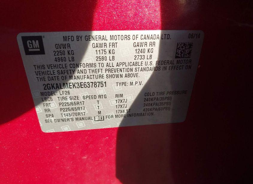 Photo 9 of 2014 Gmc Terrain SLE-1 (VIN 2GKALMEK3E6378751)