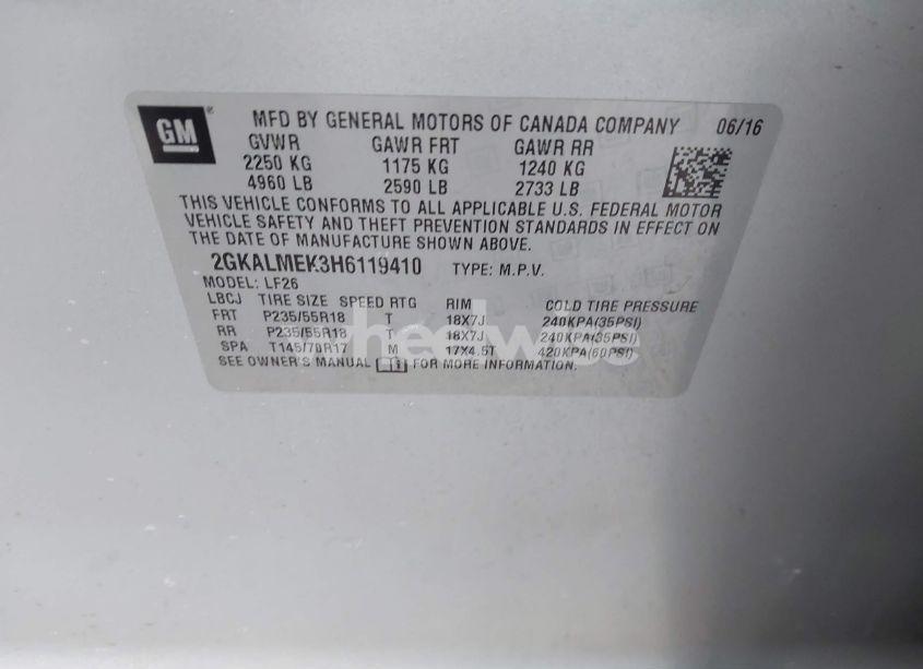 Photo 9 of 2017 Gmc Terrain SLE-1 (VIN 2GKALMEK3H6119410)