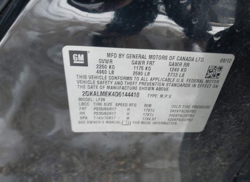 Photo 9 of 2013 Gmc Terrain SLE-1 (VIN 2GKALMEK4D6144410)