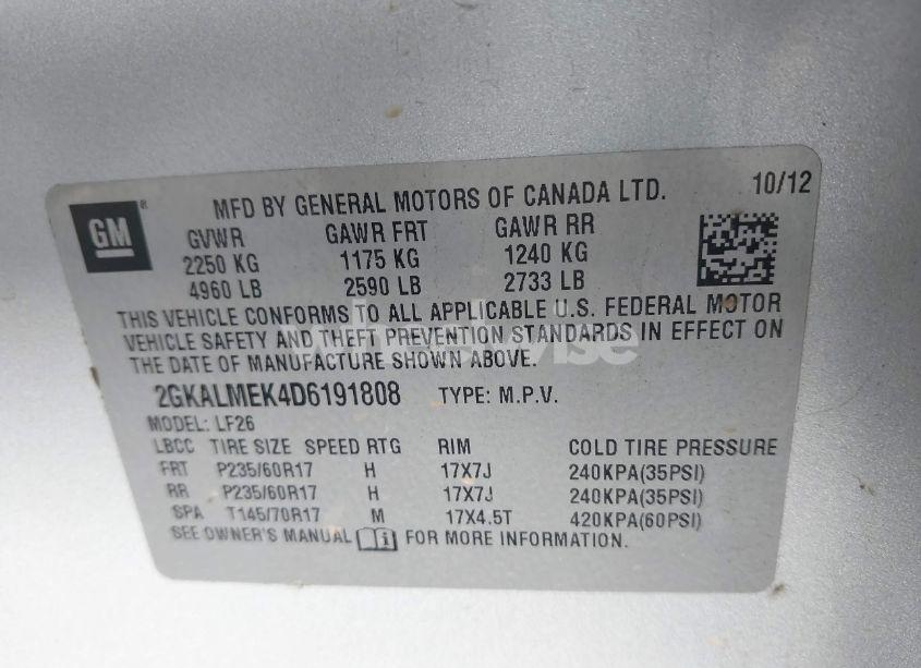 Photo 9 of 2013 Gmc Terrain SLE-1 (VIN 2GKALMEK4D6191808)