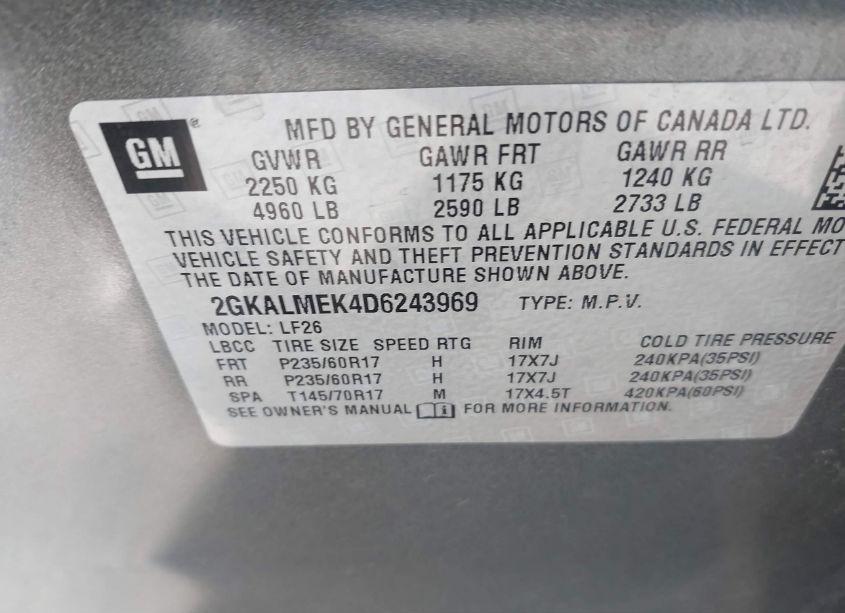 Photo 9 of 2013 Gmc Terrain SLE-1 (VIN 2GKALMEK4D6243969)