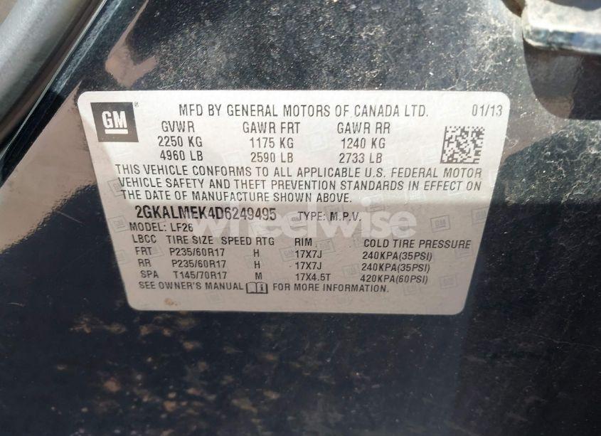 Photo 9 of 2013 Gmc Terrain SLE-1 (VIN 2GKALMEK4D6249495)