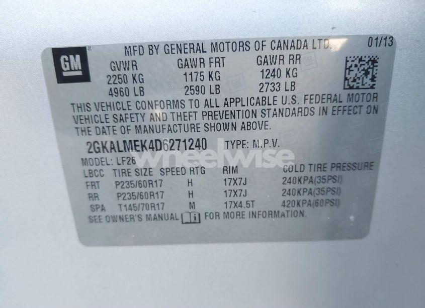 Photo 9 of 2013 Gmc Terrain SLE-1 (VIN 2GKALMEK4D6271240)