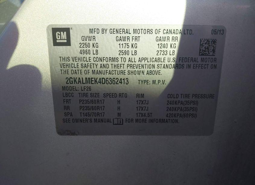 Photo 9 of 2013 Gmc Terrain SLE-1 (VIN 2GKALMEK4D6362413)