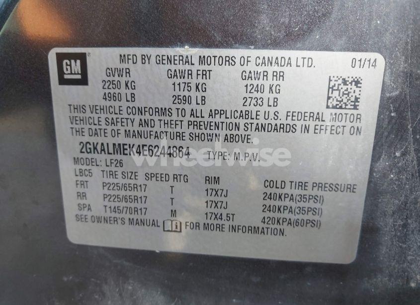 Photo 9 of 2014 Gmc Terrain SLE-1 (VIN 2GKALMEK4E6244864)