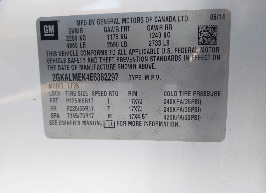 Photo 9 of 2014 Gmc Terrain SLE-1 (VIN 2GKALMEK4E6362297)