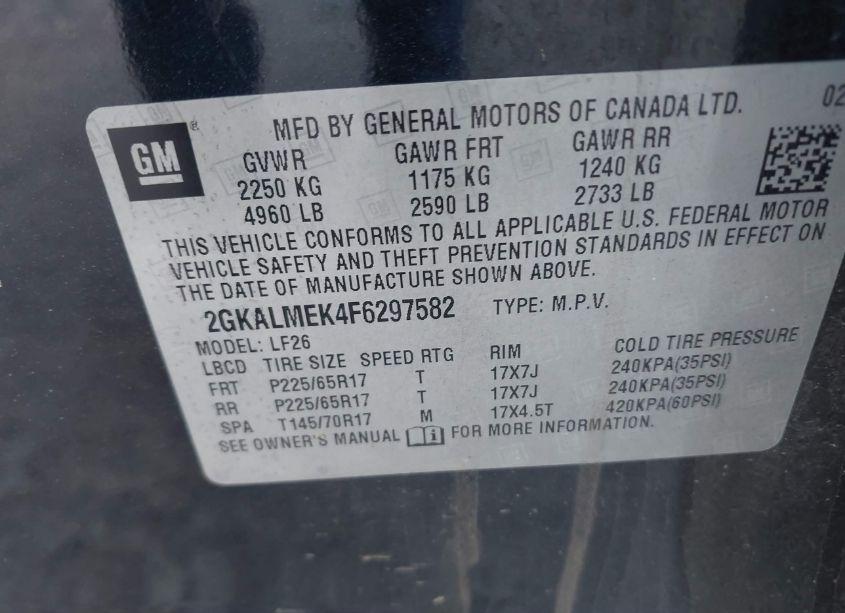 Photo 9 of 2015 Gmc Terrain SLE-1 (VIN 2GKALMEK4F6297582)