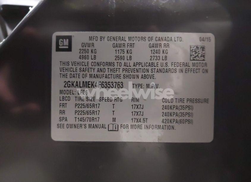 Photo 9 of 2015 Gmc Terrain SLE-1 (VIN 2GKALMEK4F6353763)
