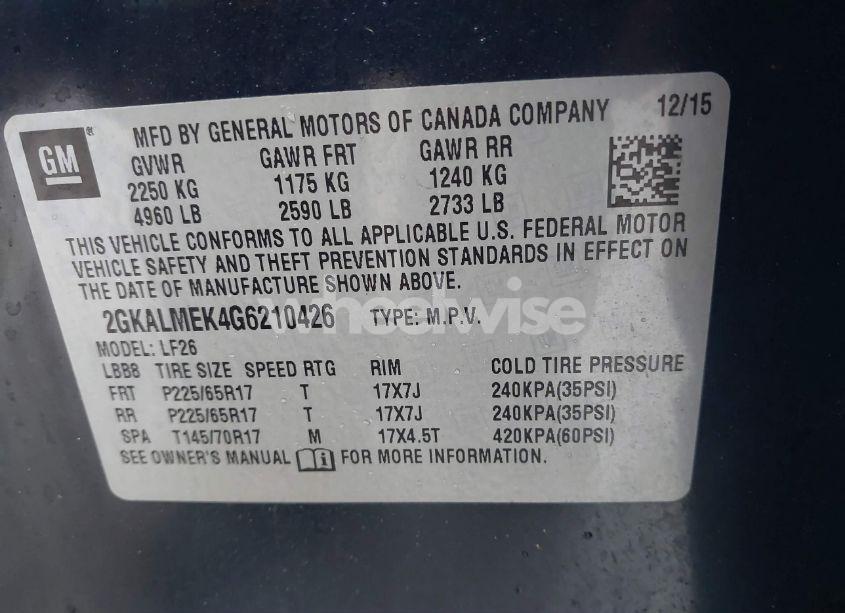 Photo 9 of 2016 Gmc Terrain SLE-1 (VIN 2GKALMEK4G6210426)