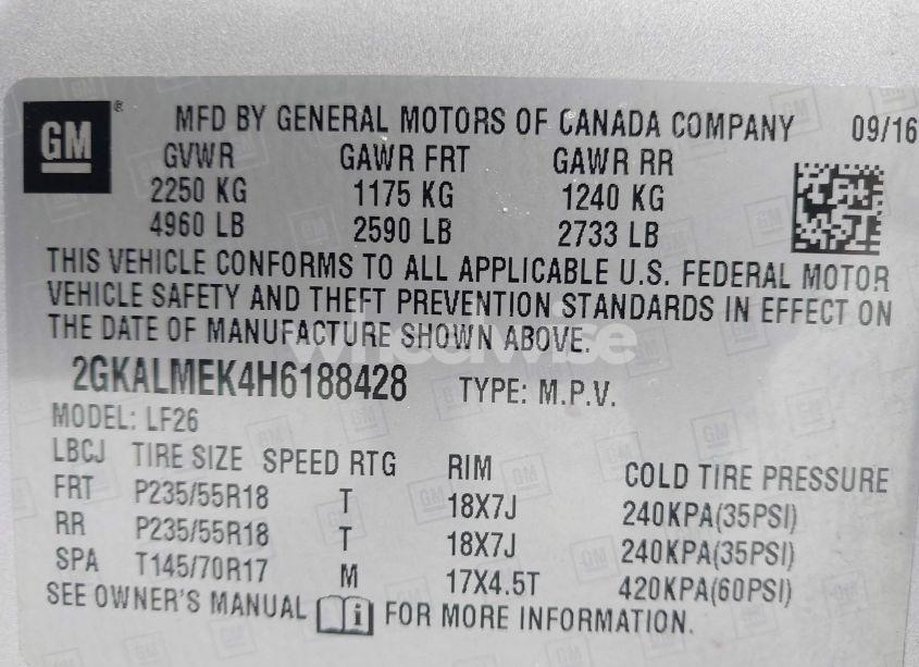 Photo 9 of 2017 Gmc Terrain SLE-1 (VIN 2GKALMEK4H6188428)