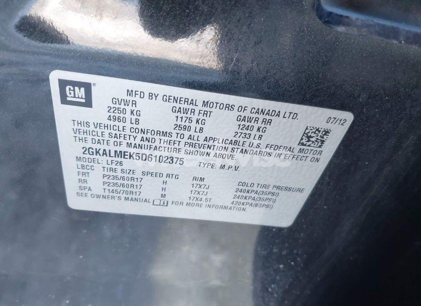 Photo 9 of 2013 Gmc Terrain SLE-1 (VIN 2GKALMEK5D6102375)