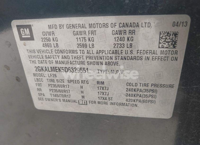 Photo 9 of 2013 Gmc Terrain SLE-1 (VIN 2GKALMEK5D6329551)