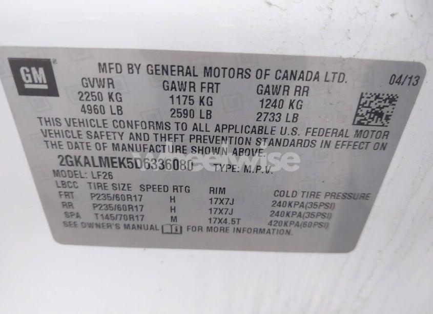 Photo 9 of 2013 Gmc Terrain SLE-1 (VIN 2GKALMEK5D6336080)