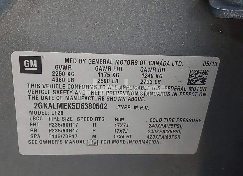 Photo 9 of 2013 Gmc Terrain SLE-1 (VIN 2GKALMEK5D6380502)