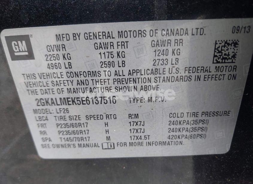 Photo 9 of 2014 Gmc Terrain SLE-1 (VIN 2GKALMEK5E6137516)