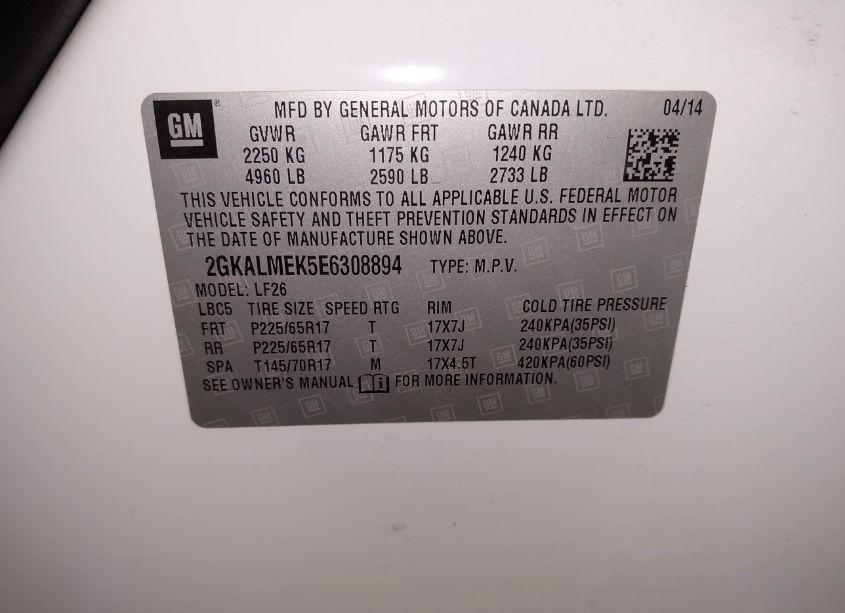 Photo 9 of 2014 Gmc Terrain SLE-1 (VIN 2GKALMEK5E6308894)