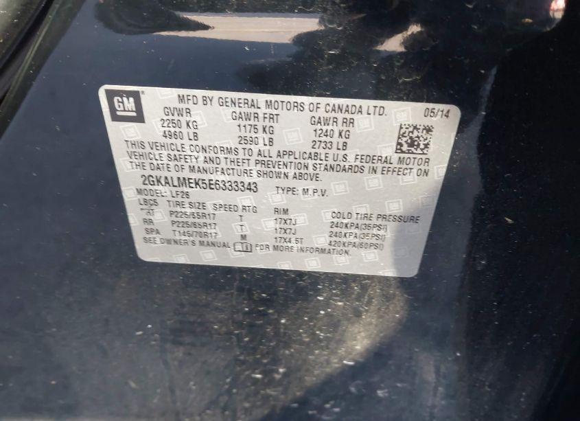 Photo 9 of 2014 Gmc Terrain SLE-1 (VIN 2GKALMEK5E6333343)