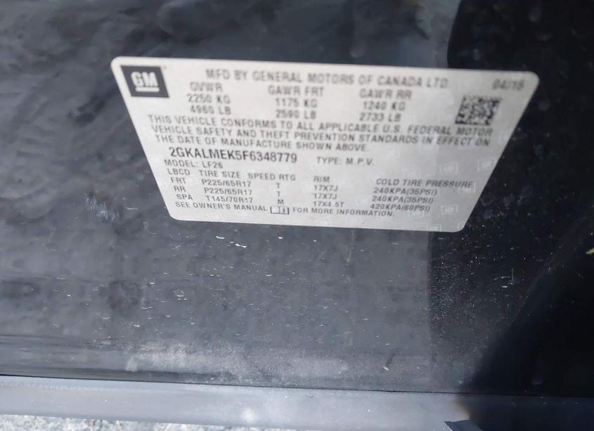 Photo 9 of 2015 Gmc Terrain SLE-1 (VIN 2GKALMEK5F6348779)