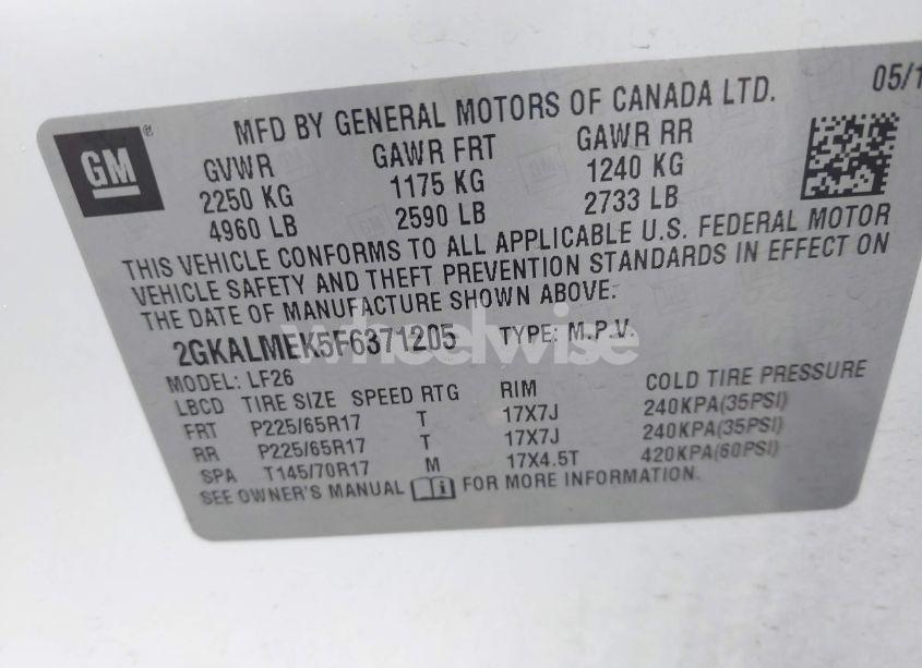 Photo 9 of 2015 Gmc Terrain SLE-1 (VIN 2GKALMEK5F6371205)