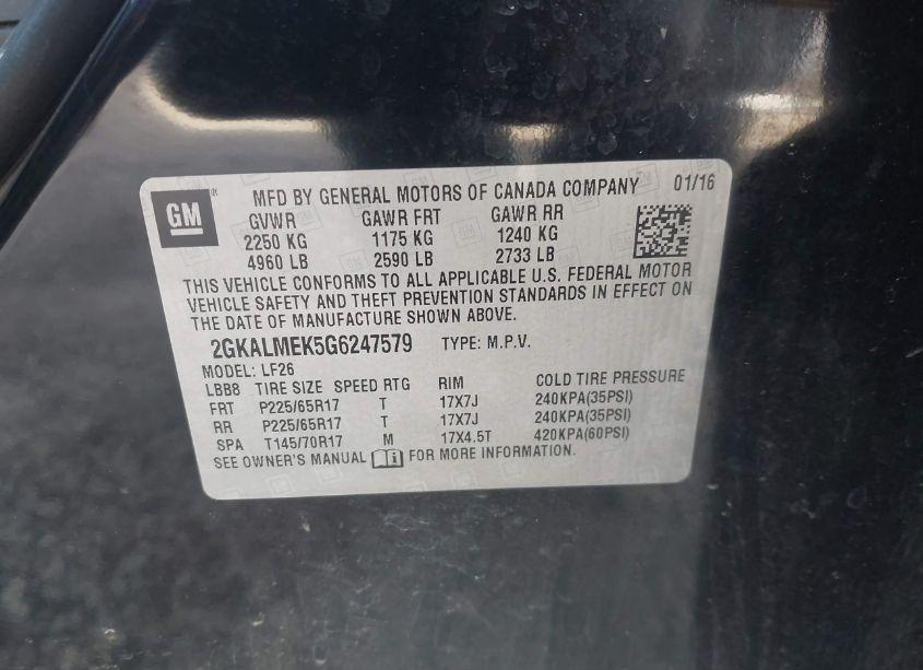 Photo 9 of 2016 Gmc Terrain SLE-1 (VIN 2GKALMEK5G6247579)