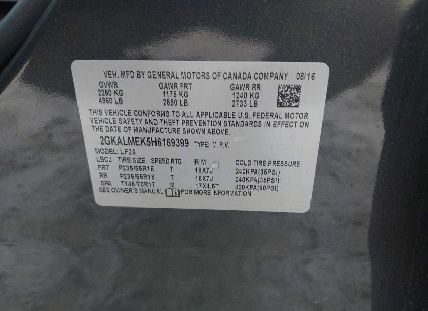 Photo 9 of 2017 Gmc Terrain SLE-1 (VIN 2GKALMEK5H6169399)