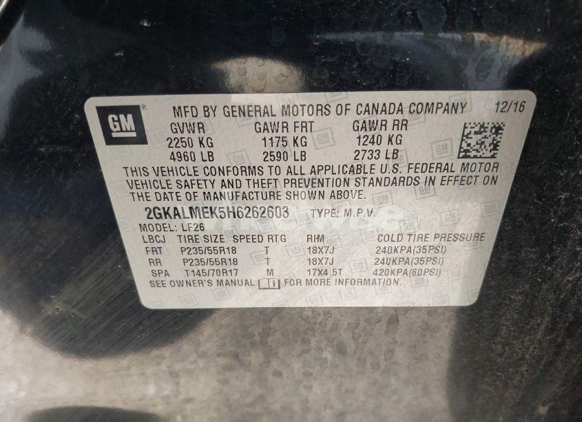 Photo 9 of 2017 Gmc Terrain SLE-1 (VIN 2GKALMEK5H6262603)