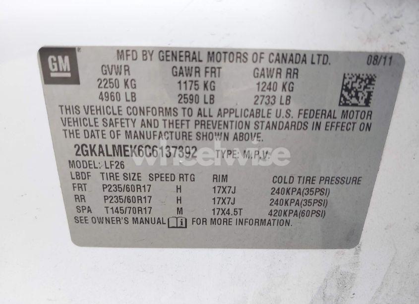 Photo 9 of 2012 Gmc Terrain SLE-1 (VIN 2GKALMEK6C6137392)