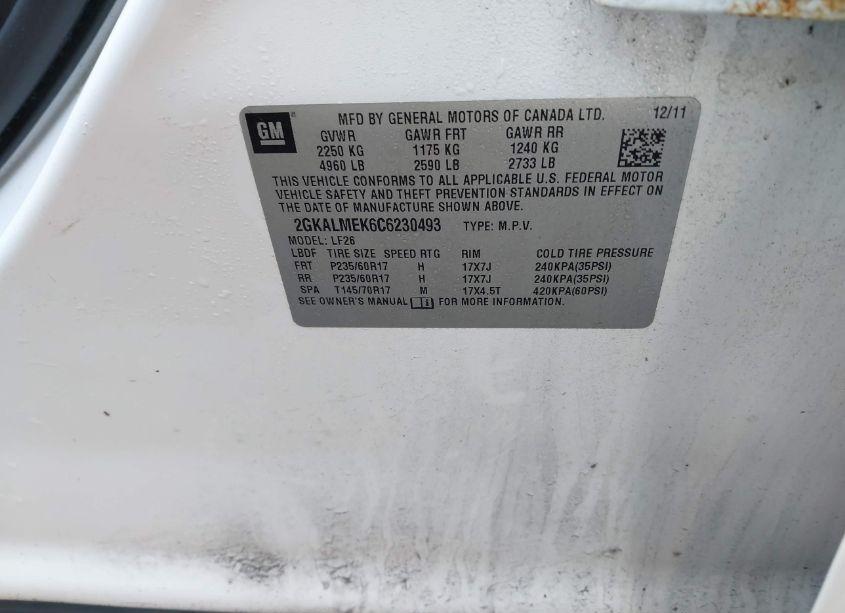 Photo 9 of 2012 Gmc Terrain SLE-1 (VIN 2GKALMEK6C6230493)