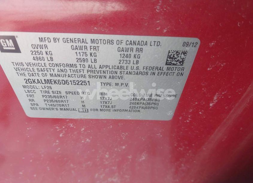 Photo 9 of 2013 Gmc Terrain SLE-1 (VIN 2GKALMEK6D6152251)