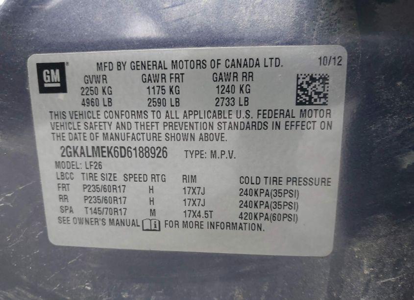 Photo 9 of 2013 Gmc Terrain SLE-1 (VIN 2GKALMEK6D6188926)