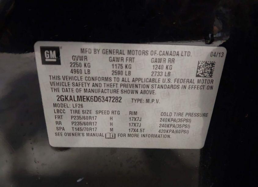 Photo 9 of 2013 Gmc Terrain SLE-1 (VIN 2GKALMEK6D6347282)