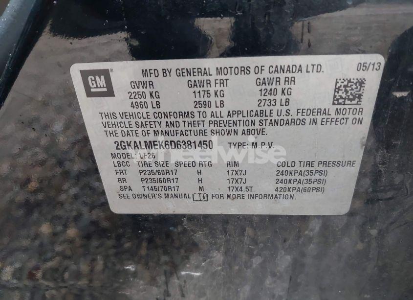 Photo 9 of 2013 Gmc Terrain SLE-1 (VIN 2GKALMEK6D6381450)